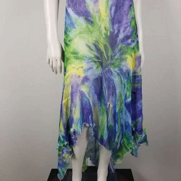 Komarov Purple Blue Green Sheer Dress Sz XL Item #9517 - Picture 5 of 14